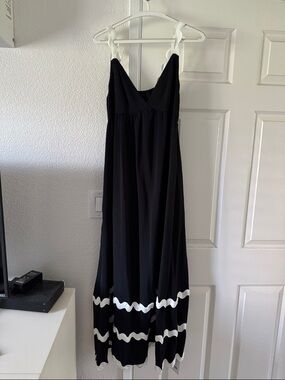 NWT Black Maxi Dress with White Trim - Women's Elegant Summer Dress